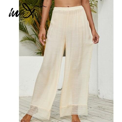 In-X Lace long beach dress Solid swimwear female Hollow out swimsuit womens swimming suit Sexy bathing suit saida de praia sexy