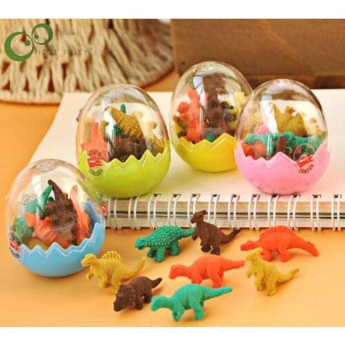 2Pcs Students Stationary Gift Novelty Mini Dinosaur Egg Pencil Rubber Eraser Dinosaur mold toys for kids GYH