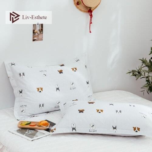 Liv-Esthete 100% Cotton Cartoon Pillowcase Wholesale Decorative Pillow Case Cover Bedding For Women Men 48x74cm Pillow Cover