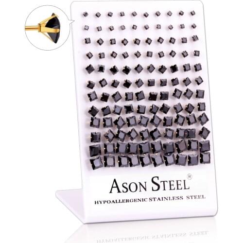 LUXUKISSKIDS 60paris/lot Zircon Small Stud Earrings Set 316L Stainless Steel Screw Plug Earring For Women Baby Kids Girl Men