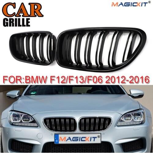MagicKit For BMW F06 F12 F13 6 Series Kidney Grill Grille Gloss Black Dual Bar M6 Style