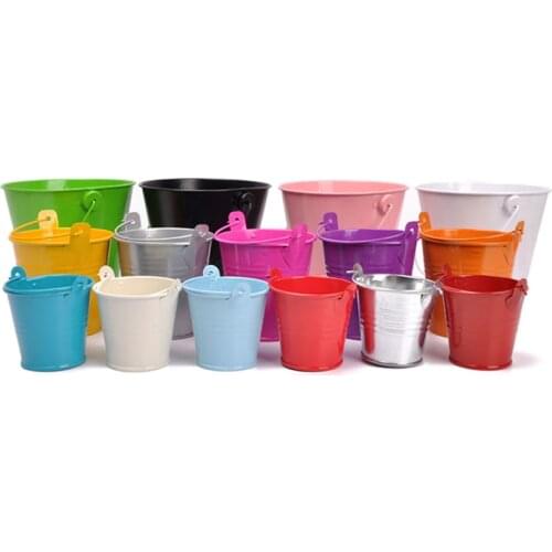Mini Metal Bucket Tin Candy Gift Box Buckets Wedding Party Souvenirs Gift Pails Tinplate Chocolate Dragee Box Candy Bar Decor