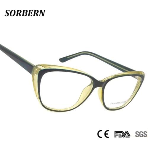 SORBERN Standard Hinges Cat Eye Glasses Frame Women Men Brand Designer Prescription Eyewear Fashion Eyeglasses Clear Len Goggles