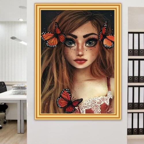 5D DIY Diamond Painting Cartoon Girl Cross Stitch Kit Full Drill Square Diamond Embroidery Mosaic Picture Rhinestones Home Decor