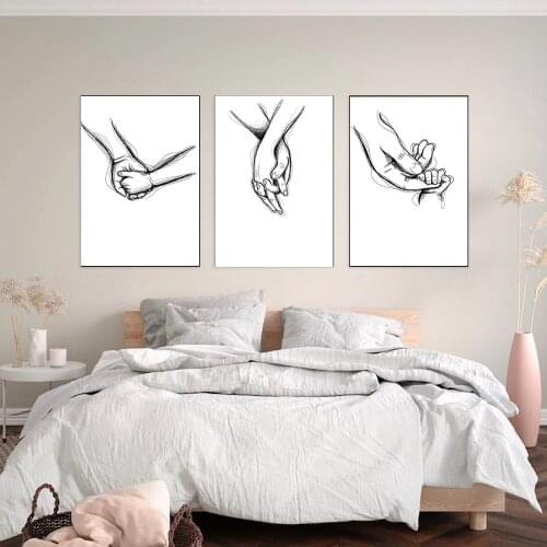 Wall Art Mom Dad Son Daughter Love Canvas Painting Hand Drawn Line Baby Nordic Posters For Kids' Nursery Room Decor