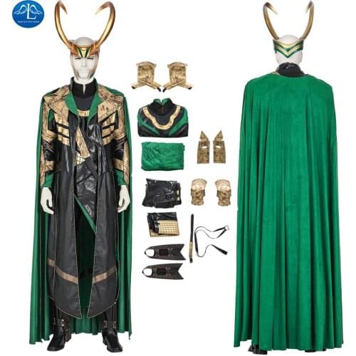 2021 New Loki Cosplay Costume Halloween Long Coat Pants Full Set Carnival Halloween Cosplay Costumes Sets Costumes