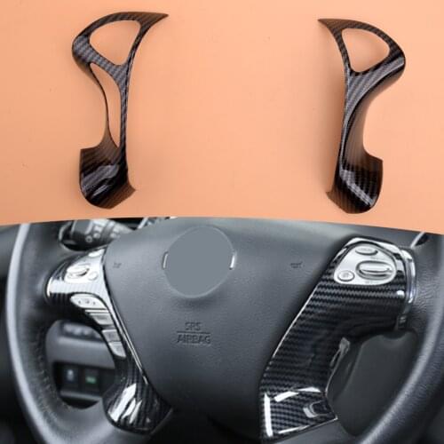 2Pcs Carbon Fiber Style Car Steering Wheel Decoration Trim Cover Frame Fit for Nissan Murano 2015 2016 2017 2018 2019 2020