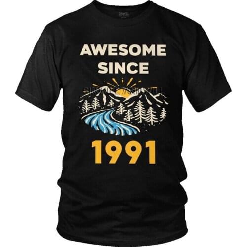 Landscape Awesome Since 1991 T-shirt Men Graphic T Shirt Short Sleeve Cotton 30 Years Old 30th Birthday Tshirt Urban Tee Top