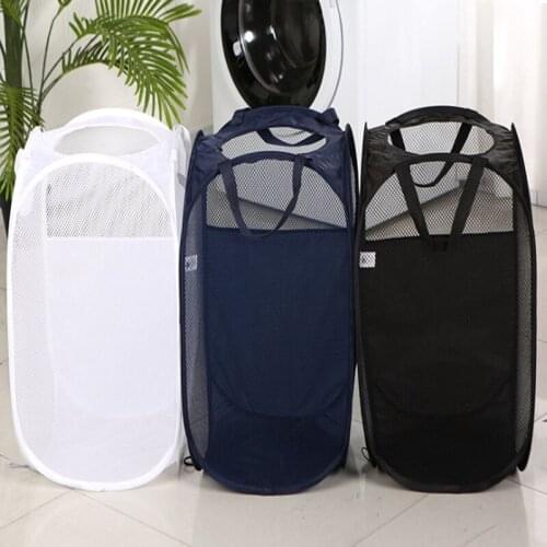 Empty Mesh Laundry Hamper with Handles Collapsible for Storage bag Folding Pop-Up Clothes Hampers