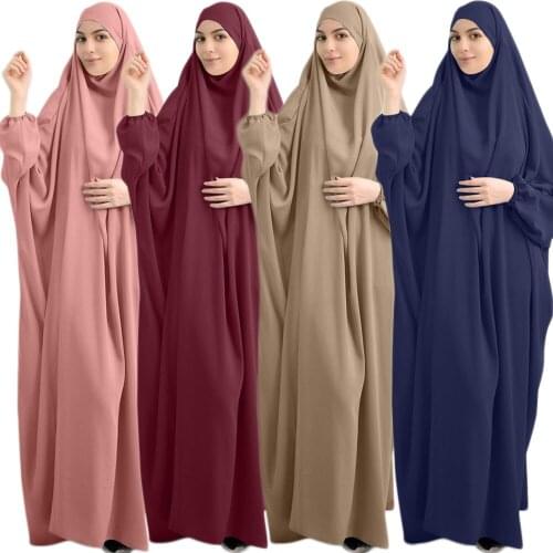 Ramadan One Piece Prayer Abaya Dress Jilbab Hijab Dresses Kaftan Hooded Robe Headcover Long Khimar Modest Islam Dubai Clothes