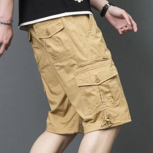 New Summer Mens Casual Cotton Cargo Shorts Men Korean Style Loose Multi-Pocket Worker Shorts Mens Brand Home Short Pants