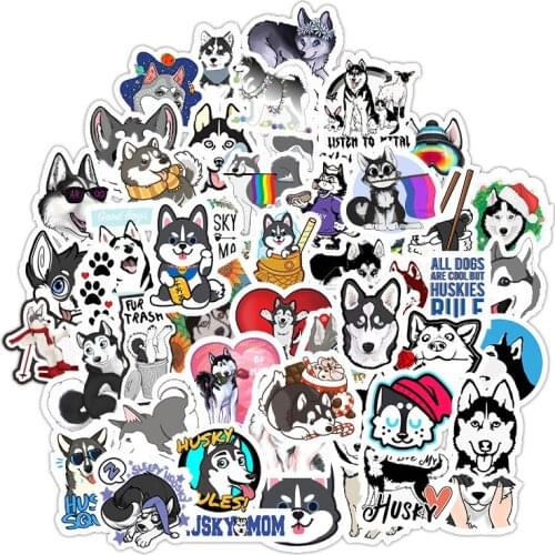 48PCS Husky Cartoon Stickers Cute Animals Dog For Suitcase Skateboard Phone Laptop Cool Stickers Skateboard Computer Sticker