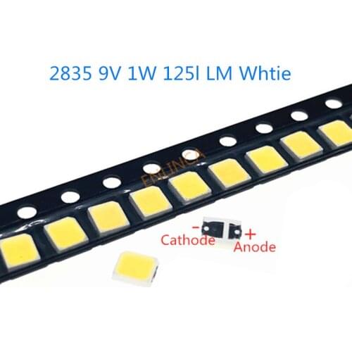 50-1000pcs/lot High Brightness 2835 125Lm SMD LED Chip 1W 9V 3000K 4000K 6000K 9000K White LED Surface Mount PCB Light Diode