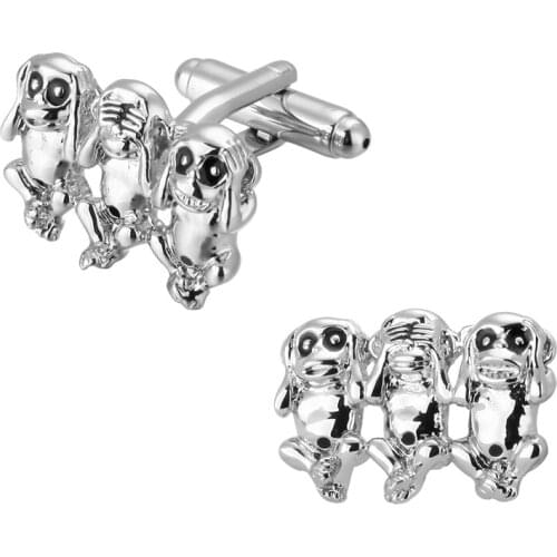 High quality brass material on a funny animal three monkey Cufflinks French men shirt cuff Cufflinks