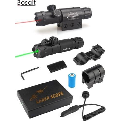 Green Laser Rifle Sight Weapon Light with Picatinny Rail Mount Barrel Cable Switch Red Dot Laser Scope Sight Collimator