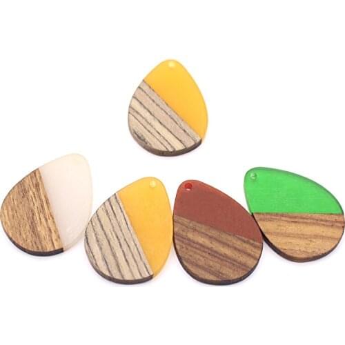 2pcs Retro Water Drop Earring Resin Charms Wooden Findings For Jewelry Making Scrub Vintage Earrings Eardrop Diy Accessory C85