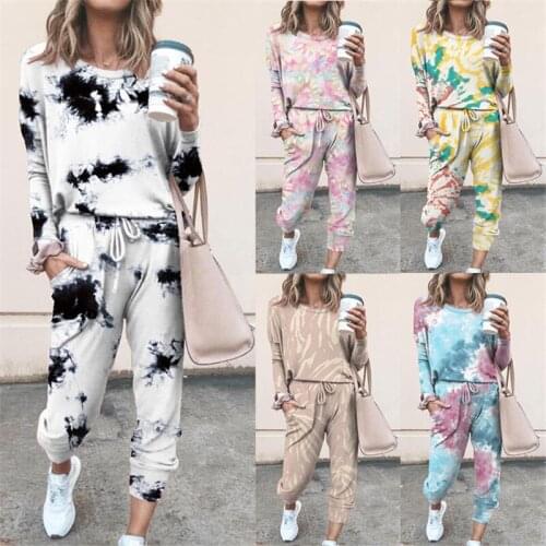 2021 Womens Autumn and Winter Printed Leisure Home Wear Long Sleeve Womens Suit