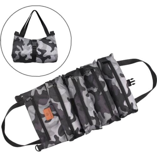 5 Pockets Tools Roll Up Bag Durable Hunting Shooting Accessories Hand Bag Outdoor Military Tactical Storage Carrier Pouch