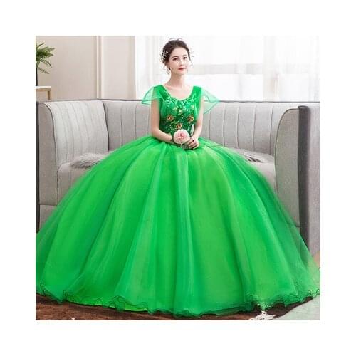 Freeship slash collar lace flower medieval dress sissi princess Medieval Renaissance Gown Victorian Belle ball