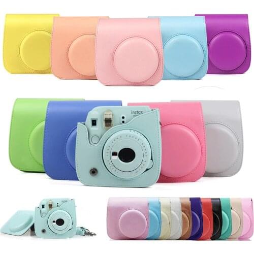 Quality PU Leather Camera Case for Fujifilm Instax Mini 9 Mini 8 Instant Film Camera, 5 Colors Protector Bag with Shoulder Strap
