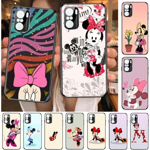Minnie Mouse Letter Phone Case For xiaomi redmi POCO F1 F2 F3 X3 Pro M3 9C 10T Lite NFC Anime Black Cover Silicone Back Prett mi