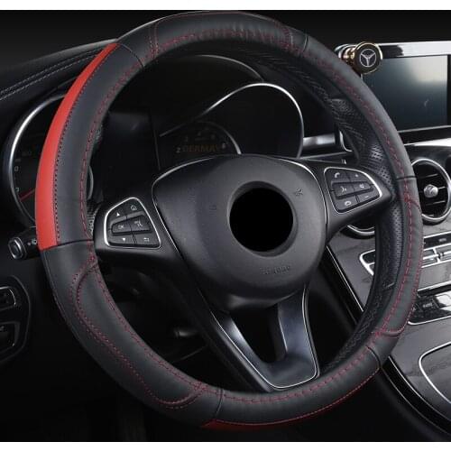 DERMAY Genuine Leather Steering Wheel Cover for Renault Ford Bmw Lada Opel VW Fiat Mazda Toyota Kia 37-38cm Car Steering Wheel