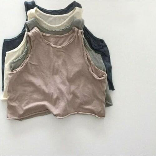 Children 2021 summer new vest T-shirt soft simple solid color boys and girls Korean top
