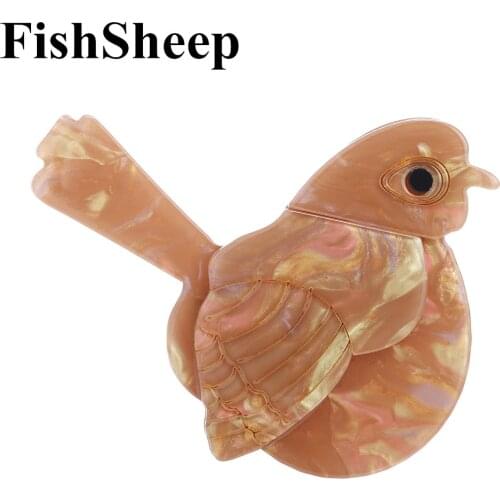 FishSheep New Acrylic Bird Brooches Pins For Women Animal Style Colorful Resin Magpie Big Birds Brooch Corsage Clips Pins Gifts