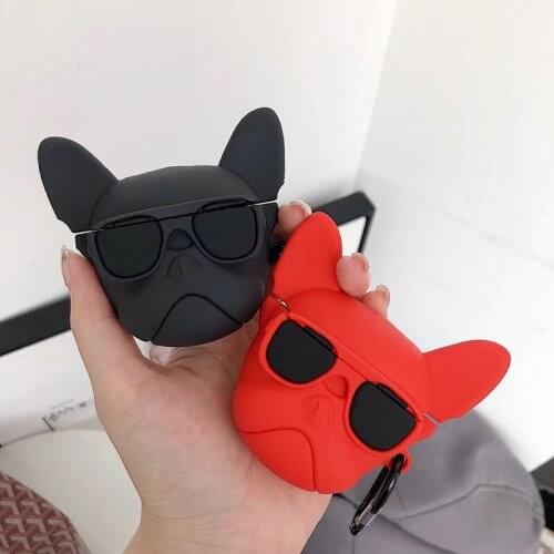 Hot French Bulldog Pet dog 3D soft silicon Wireless Earphone Charging Box Cover Bag for Apple AirPods 1 2 pro Bluetooth Case