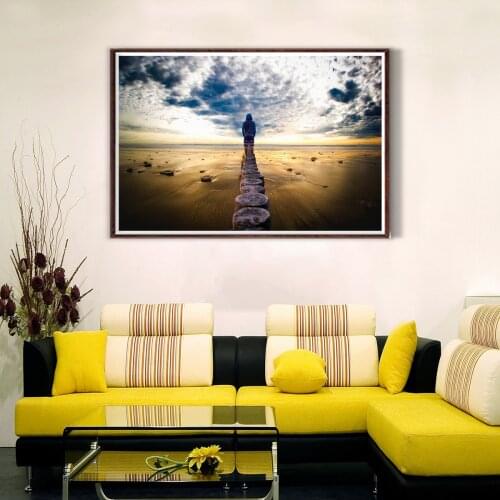 Horizon Sea Man Poster Canvas Print Painting Wall Art Living Room Home Decoration