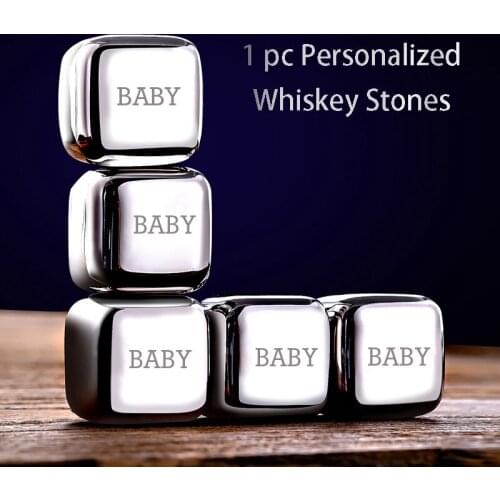Custom Whiskey Stones Sets Laser Engraved Personalized Rocks Stainless Steel Drink Stones Anniversary Groomsman Gift BJS022