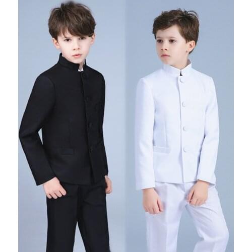 Boys Wedding Suit Kids Jacket+Pants 2Pcs Clothing Set Gentleman Childrens Day Graduation Chorus Party Chinese Dress Costume