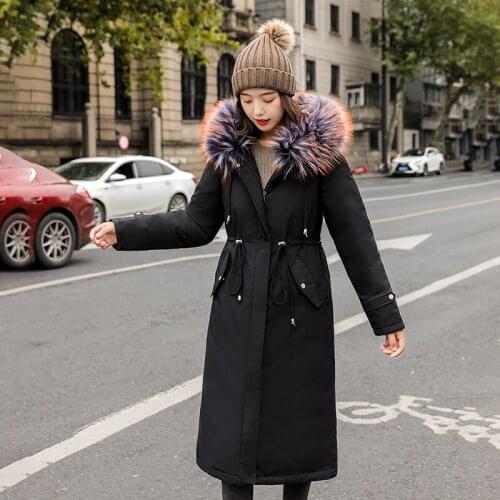 Nice Winter Long Jacket Women Fashion Fur Hooded Loose Coat Cotton Padded Warm Parka Outwear