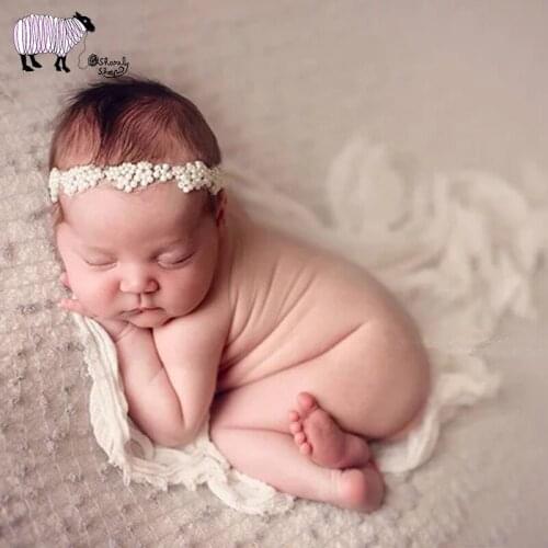 Newborn Baby Photography Lace Pearl Headband Props Little Baby Girl fotografia Hair Accessories Infant Photo Shoot Headwear Prop
