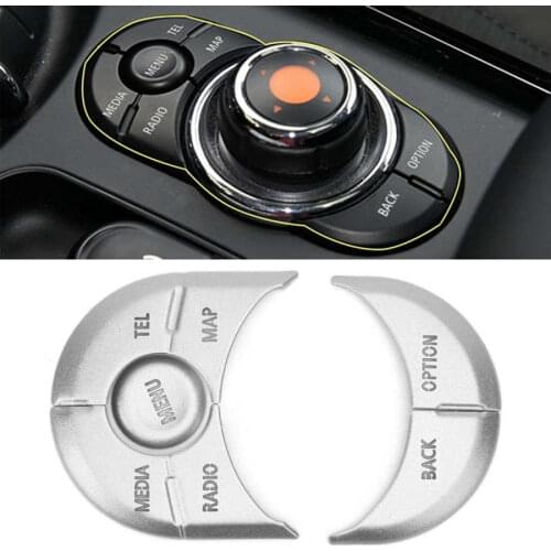 5PCS Aluminium Alloy Console Multimedia Panel Button Cover Silver Sticker Knob Trim For BMW Mini Cooper F55 F56 F57 2014-2021