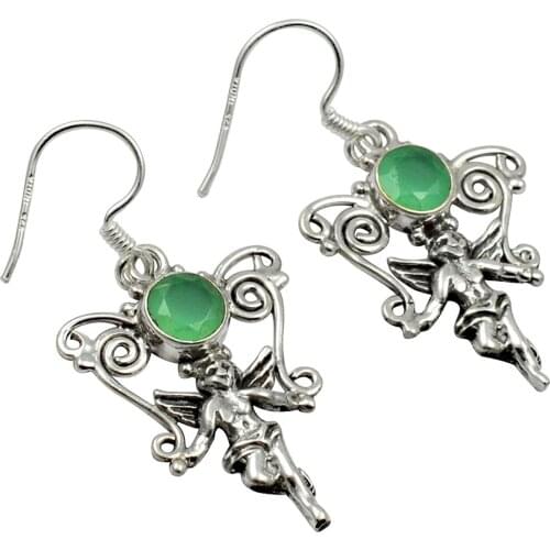 Lovegem Genuine Chalcedony EARRINGS 925 Sterling Silver, 39 mm, AE1852