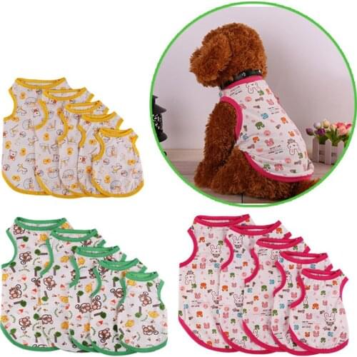 Cute Pet Dog Clothes for Small Animal Printed Spring Puppy Cat Cotton T-shirt Vest Summer Pet Clothing Chihuahua Pug Shirts
