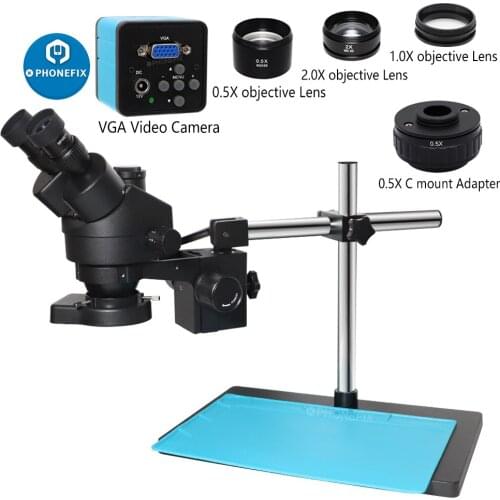 3.5X-90X Simul-Focal Continuous Zoom Trinocular Stereo Microscope VGA 38MP HDMI Digital USB Camera Work Mat for PCB CPU Repair
