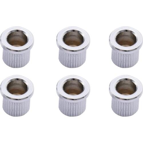 Musiclily Pro Big Lip Style Guitar String Through Body String Ferrules for Tele Telecaster /Hardtail Strat, Chrome (Set of 6)