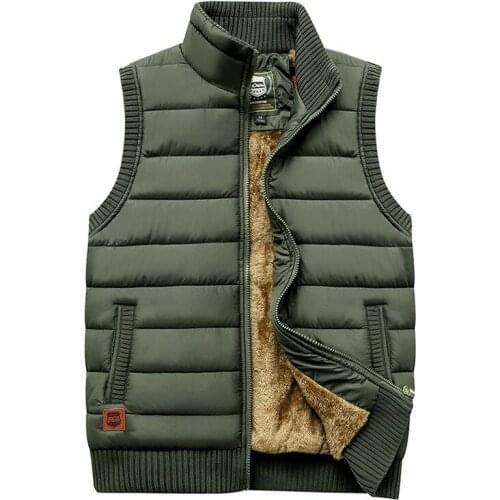 New 2019 Spring Autumn Men Coat Warm Sleeveless Jacket Casual Men Vest Coat Fleece Army Green Waistcoat