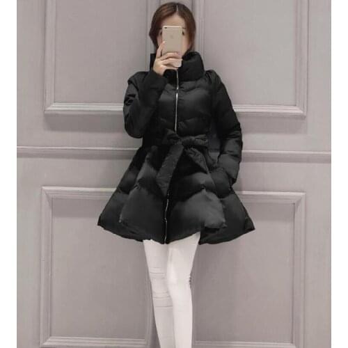 2020 New Arrival Warm Coat Jacket Parkas For Women Winter Women Down And Parkas Bow Waist Fluffy Skirt
