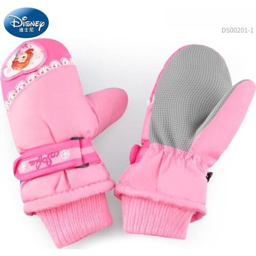 Original Disney Childrens Ski Gloves Thickened Waterproof And Windproof Winter Frozen Female Outdoor Plus Velvet To Keep Warm