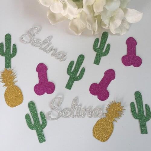 Custom Summer Bachelorette Party Penis Confetti Final Fiesta Theme Pineapple Cactus Confetti table decorations