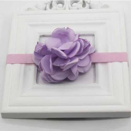 Newborn Infant Grilled Satin Flower Headband Solid Elastic Hair Bands for Toddlers Photography Props Birthday Hair Accessories