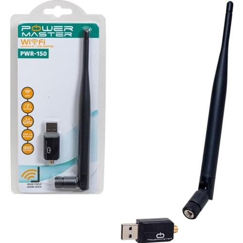 POWERMASTER PWR-150 150 MBPS 7601 İŞLEMCİLİ USB WIRELESS ANTENLİ WIFI ADAPTER CDLİ