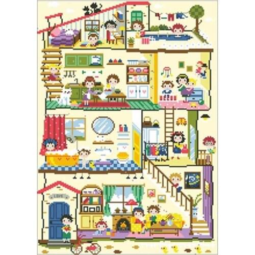 Happy family patterns Counted Cross Stitch 11CT DIY wholesale Chinese Cross Stitch Kits Embroidery Needlework Sets