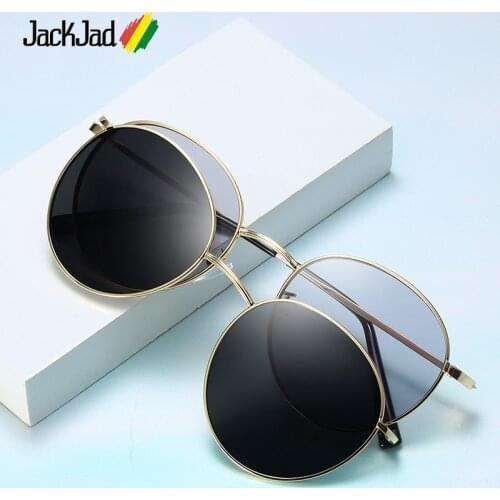 JackJad 2020 Fashion Vintage Round Style Double Layer Clip On Sunglasses Lens Removable Brand Design Sun Glasses Oculos De Sol