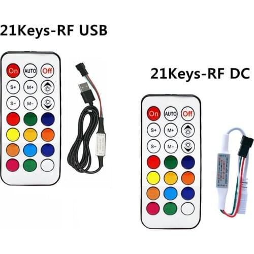 WS2812B WS2812 MINI 21Keys LED Strip Controller USB/DC RF Controller With Remote For WS2811 SK6812 LED Light DC5-24V