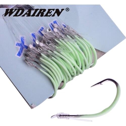 WDAIREN 30pcs/pack Luminous Fishing Hook 12-18# Barbed Hooks Pesca Fishing Tackle Accessories High Carbon Steel fishing Hooks