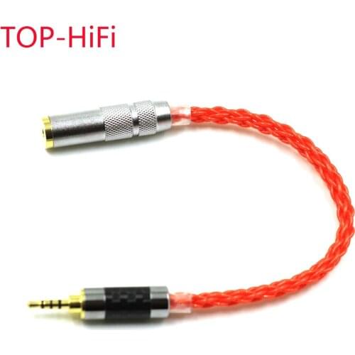 TOP-HiFi 10cm UPOCC Single Crystal Silver 2.5mm TRRS Balanced Male to 2.5mm TRRS Female Earphone Audio Adapter Cable